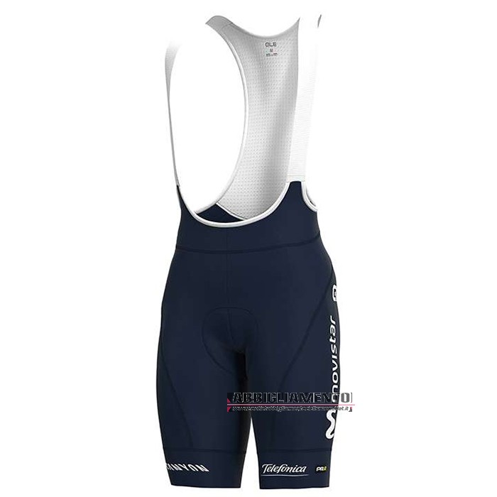 Abbigliamento Movistar 2020 Manica Corta e Pantaloncino Con Bretelle Bianco Blu - Clicca l'immagine per chiudere